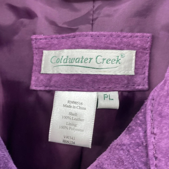 Coldwater Creek Purple Crinkle Leather Jacket Size LP - Picture 4 of 9